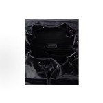 PRADA Enamel metal triangular logo drawstring flip-top backpack for men, black